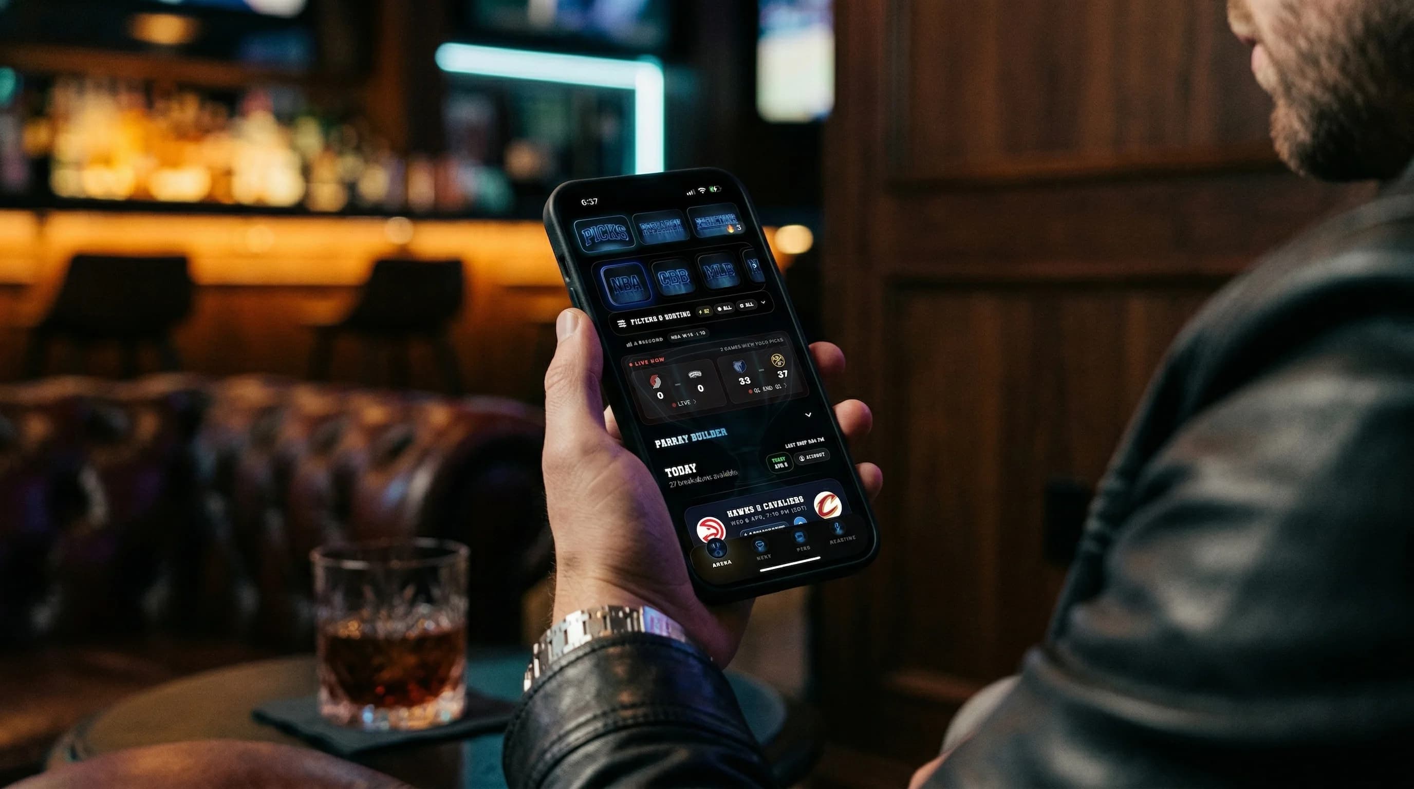 DeepChamp AI sports betting research app running on an iPhone during game day