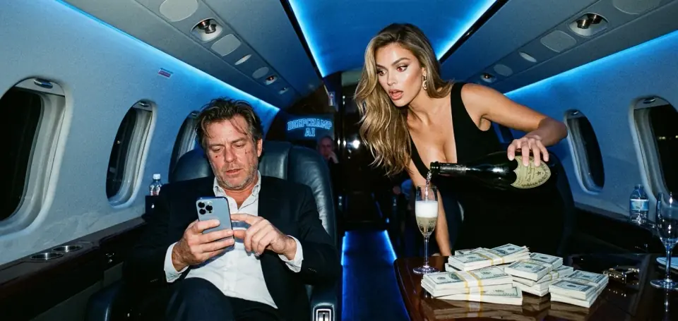 High-end private jet lifestyle visual