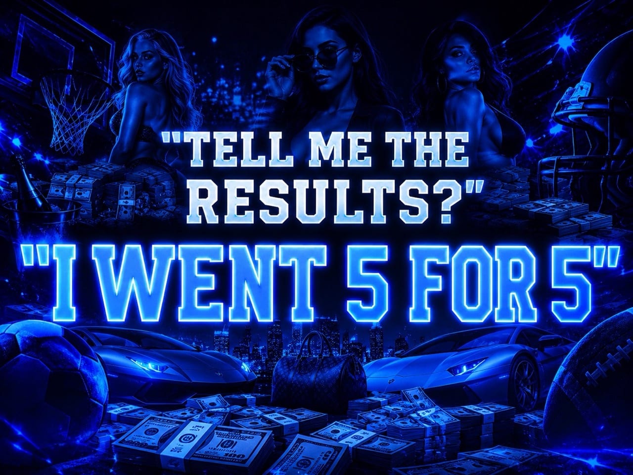 Blue DeepChamp quote graphic reading Tell Me The Results and I went five for five