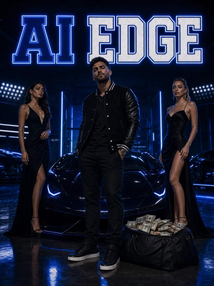 DeepChamp AI EDGE dark neon blue luxury garage lifestyle creative