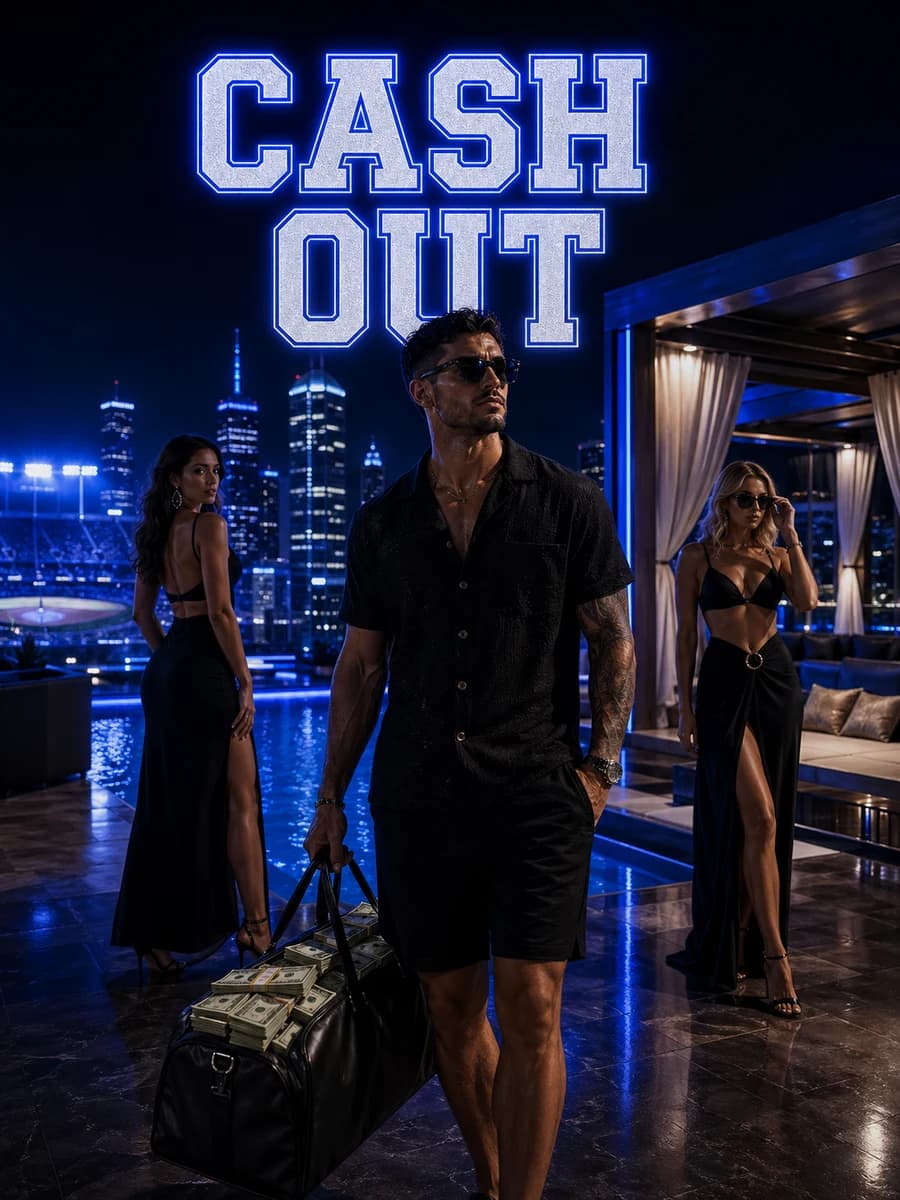 DeepChamp CASH OUT dark neon blue rooftop luxury lifestyle creative
