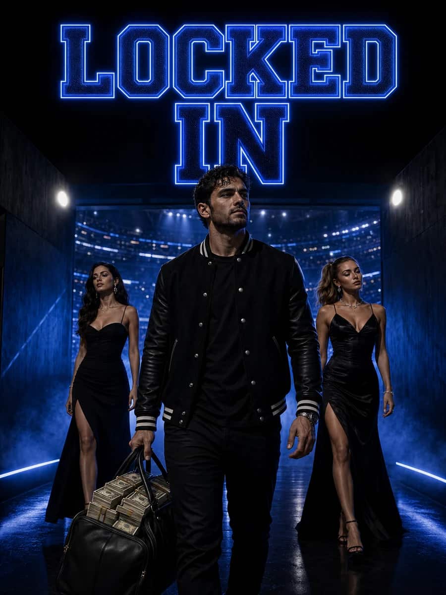 DeepChamp LOCKED IN dark neon blue stadium tunnel lifestyle creative