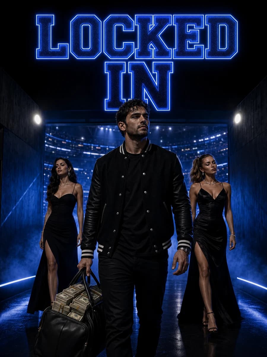 DeepChamp LOCKED IN dark neon blue stadium tunnel lifestyle creative