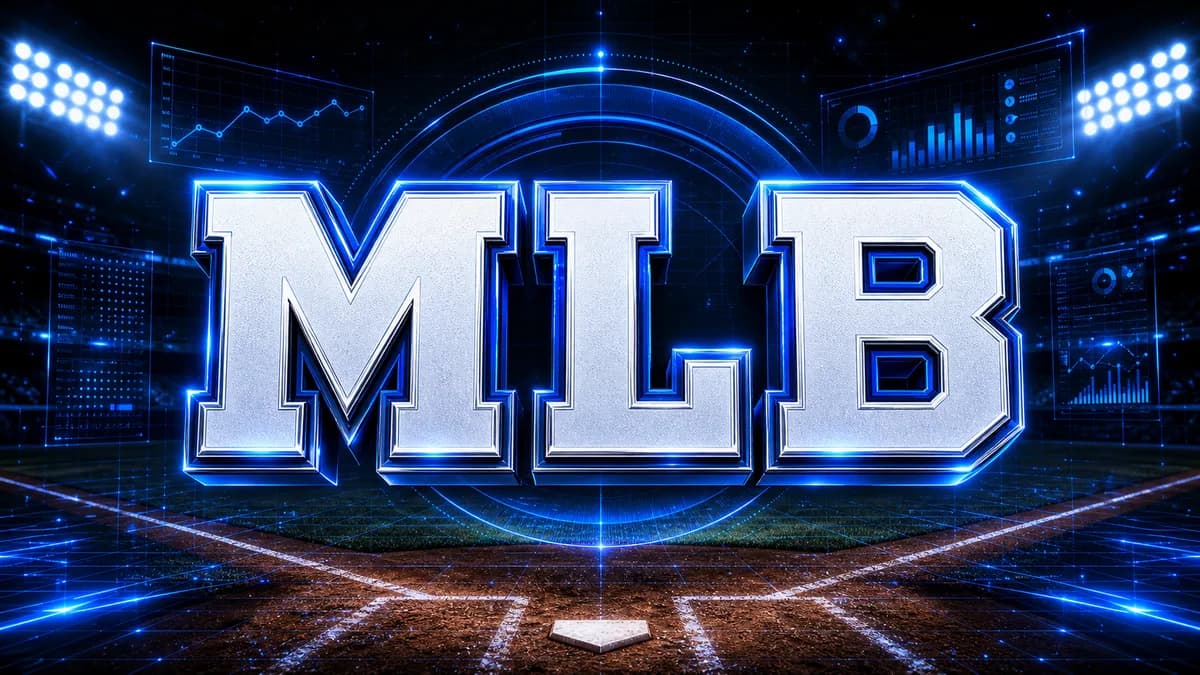Generated MLB acronym sports analytics artwork with blue baseball stadium lighting