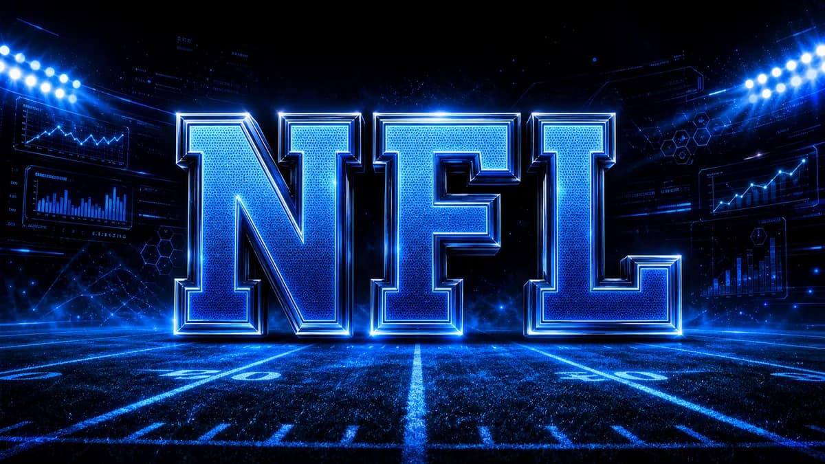 Generated NFL acronym sports analytics artwork with blue football stadium lighting